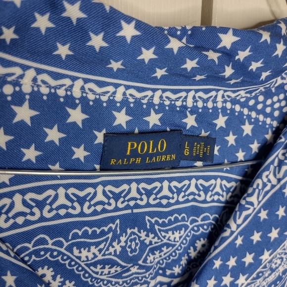 Polo Ralph Lauren Women's Paisley Loose Fit Light Shirt Top Size Large L Blue - Picture 3 of 4